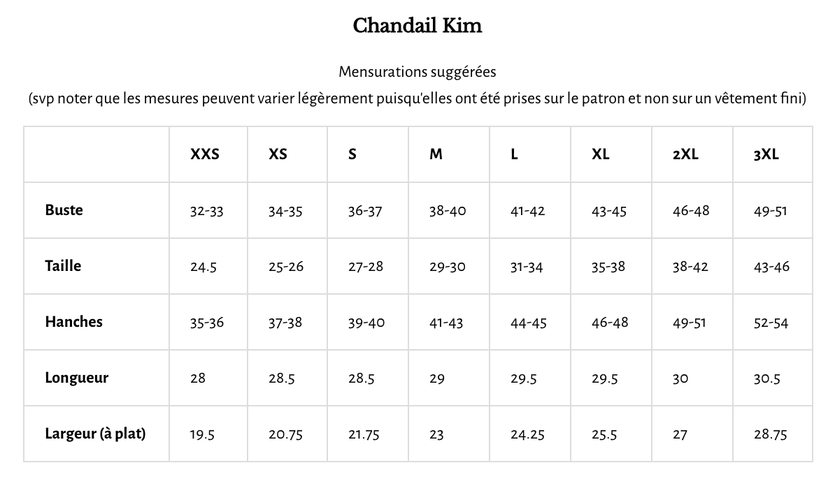 Guide des tailles la redoute shop