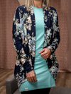 Cardigan Johanne - Fleurs turquoises sur fond marine