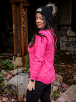 Chandail Kim, col en v, manches longues - Rose flash