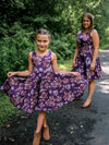 Robe Abi (enfant) - Fleurs blush sur fond prune