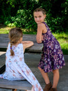 Robe Abi (enfant) - Fleurs blush sur fond prune