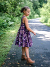 Robe Abi (enfant) - Fleurs blush sur fond prune