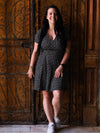 Robe Caroline - Fleurs blanches sur fond noir