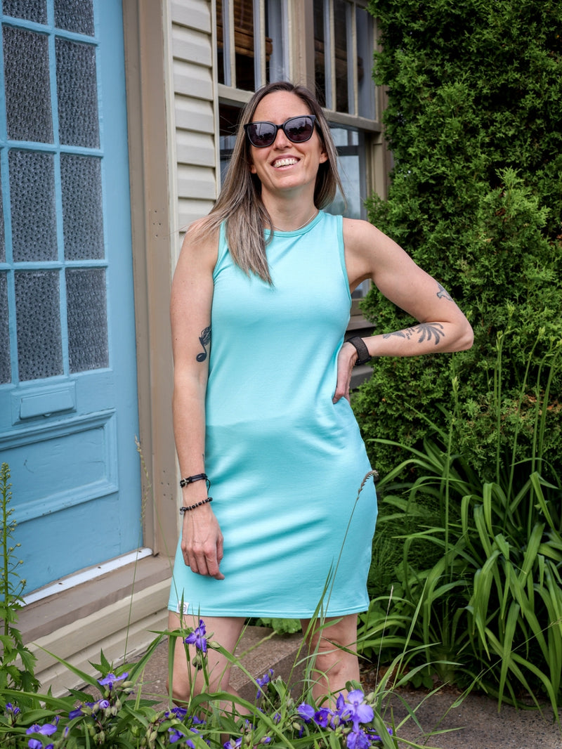 Robe Josée (col haut) - Turquoise