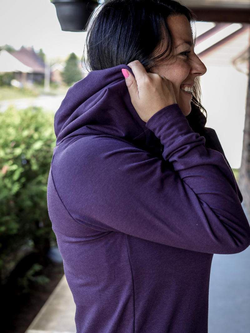 Tunique Vanessa, avec capuchon - French terry mauve foncé