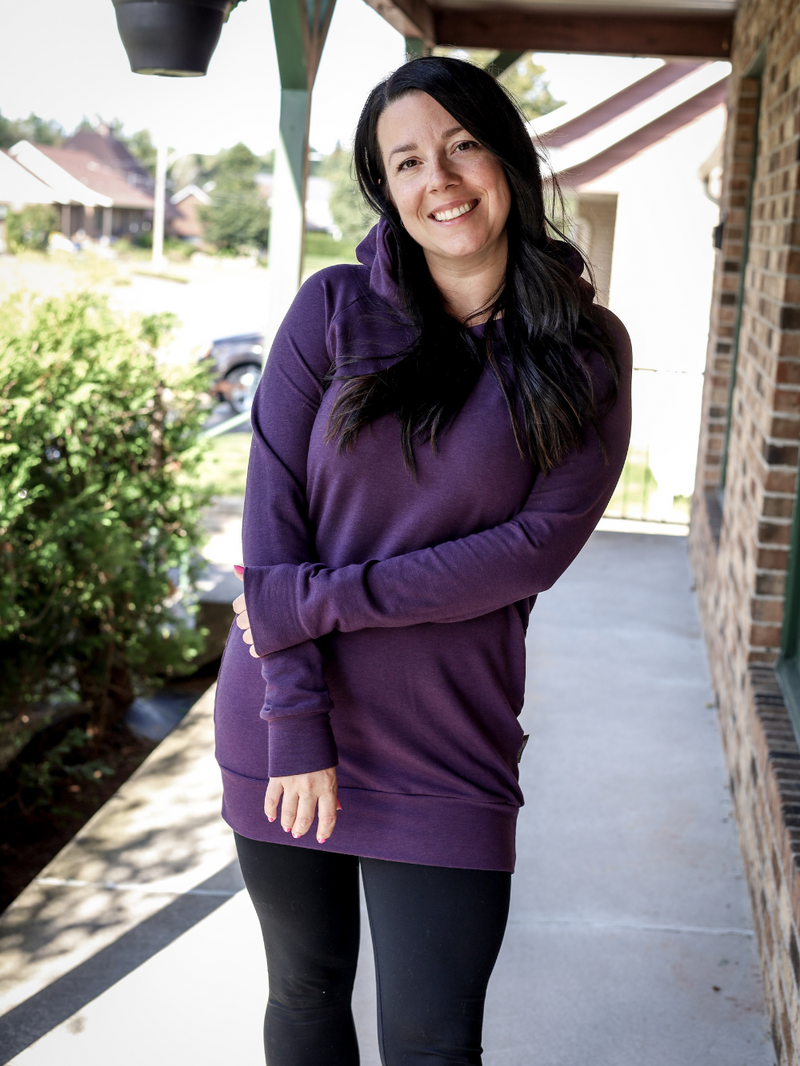 Tunique Vanessa, avec capuchon - French terry mauve foncé