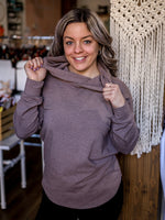 Chandail Kim manches longues et capuchon - Chocolat chaud