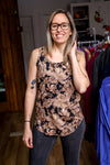 Camisole Claudia - Fleurs taupes sur fond noir