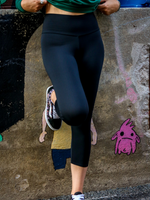 Legging Carole - Taille maternité - Mi-mollets - Noir satiné