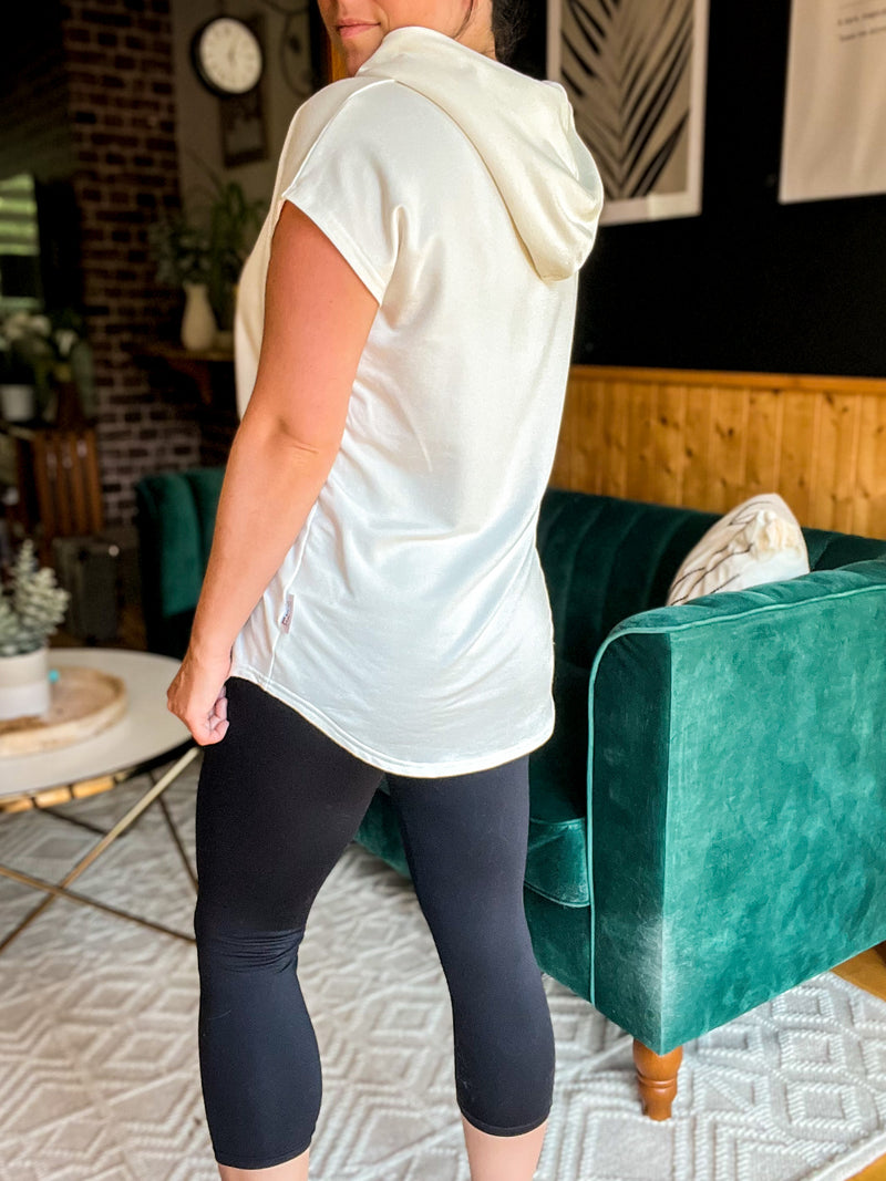 Legging Carole - Taille maternité - Mi-mollets - Noir satiné