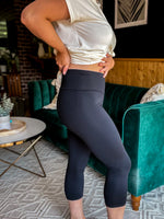 Legging Carole - Taille maternité - Mi-mollets - Noir satiné