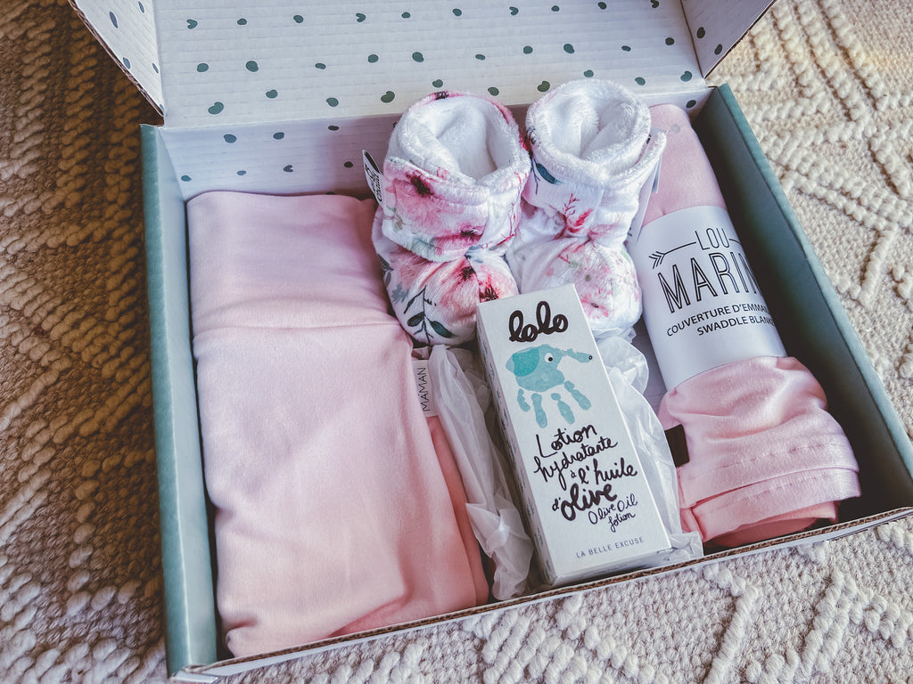 Boite-naissance 13 - Rose pâle & Fleurs